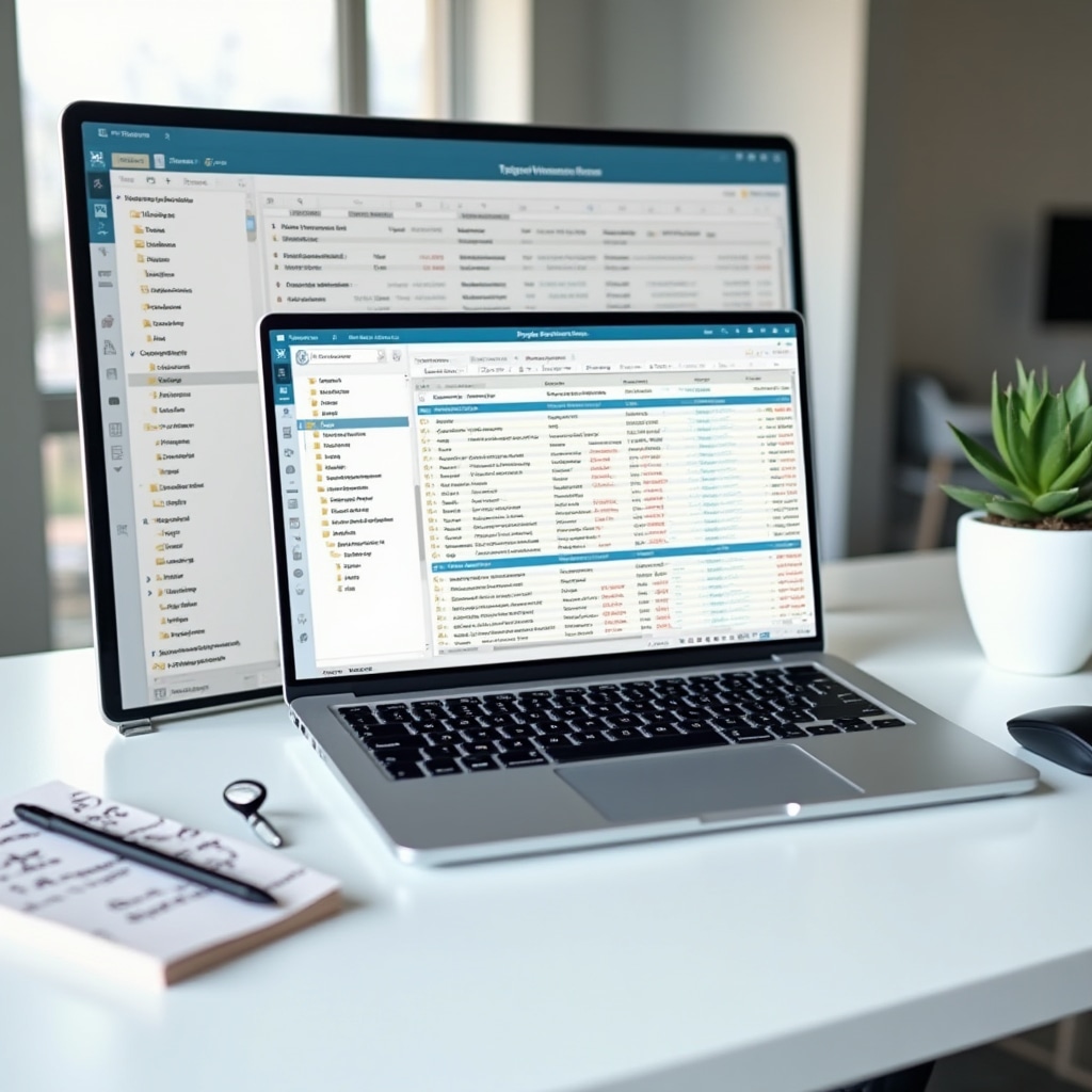Digital financial record management system on laptop screen