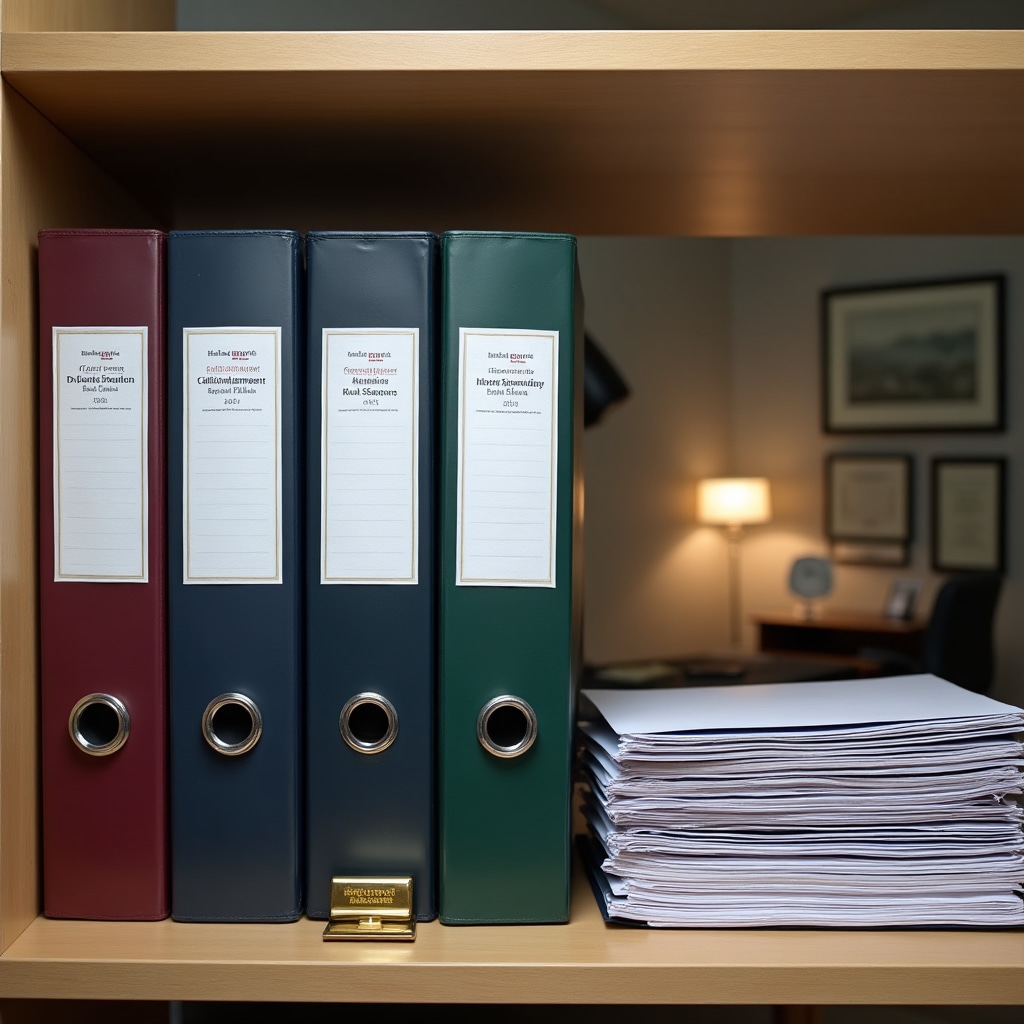 Neatly organized financial folders and binders with labeled tabs