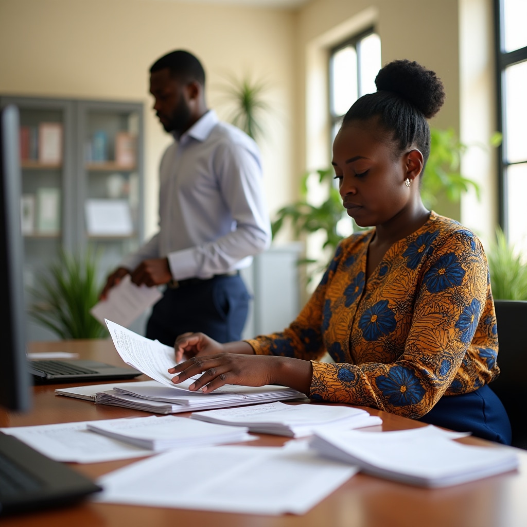 Sales records and receipts being organized and digitized
