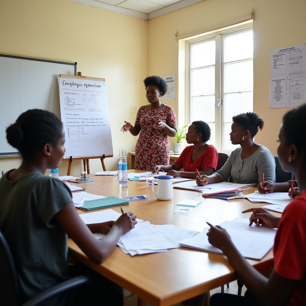 Workshop participants learning receipt organization techniques